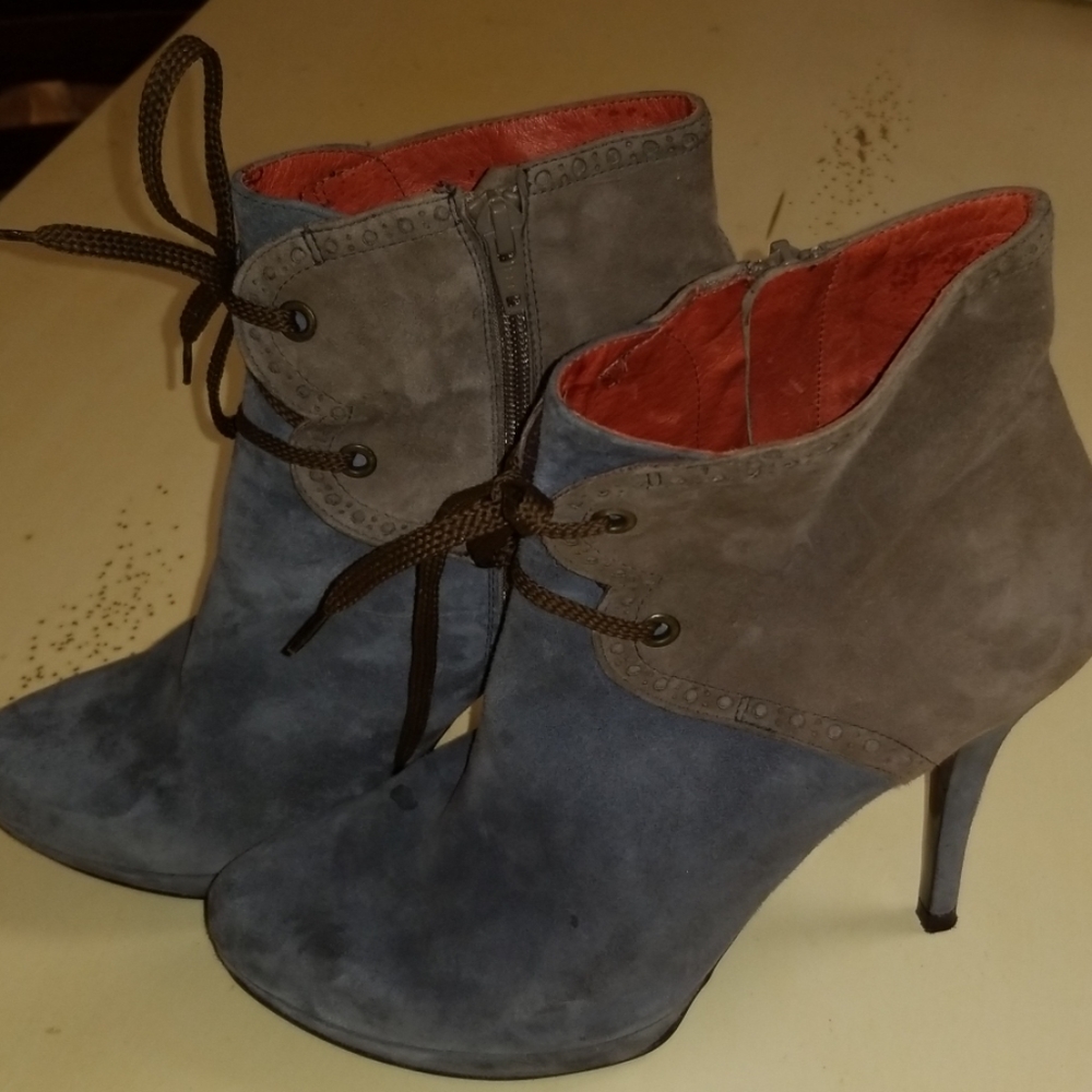 Buffalo London...Suede Blue/Grey and Taupe Booties